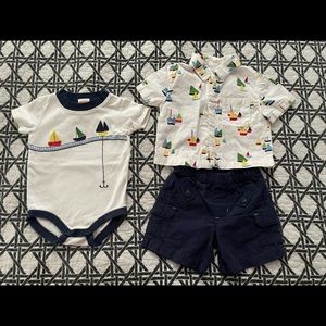Gymboree sailboat 3 piece set boys 3-6 months